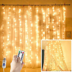 🔥CORTINAS LUCES LED + VELO SUIZO BLANCO🔥